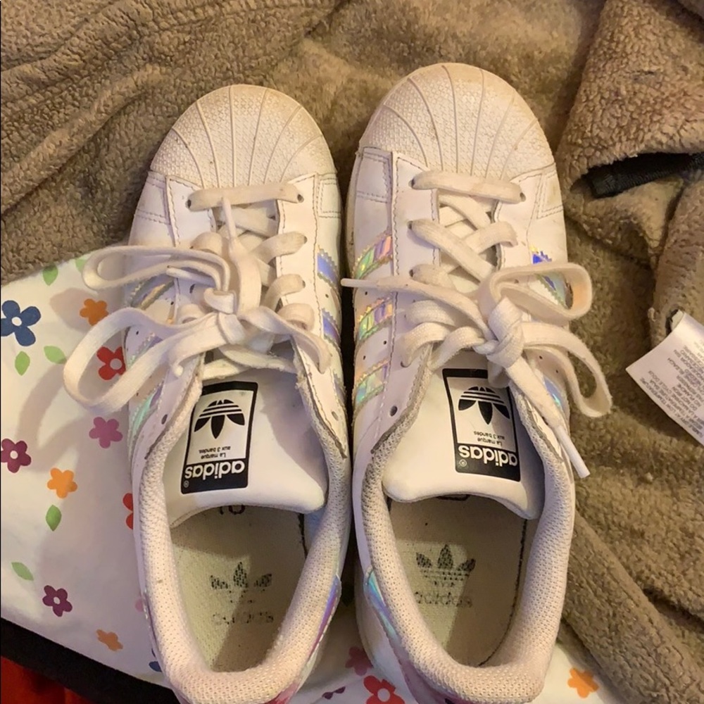 Adidas metallic superstar shoe